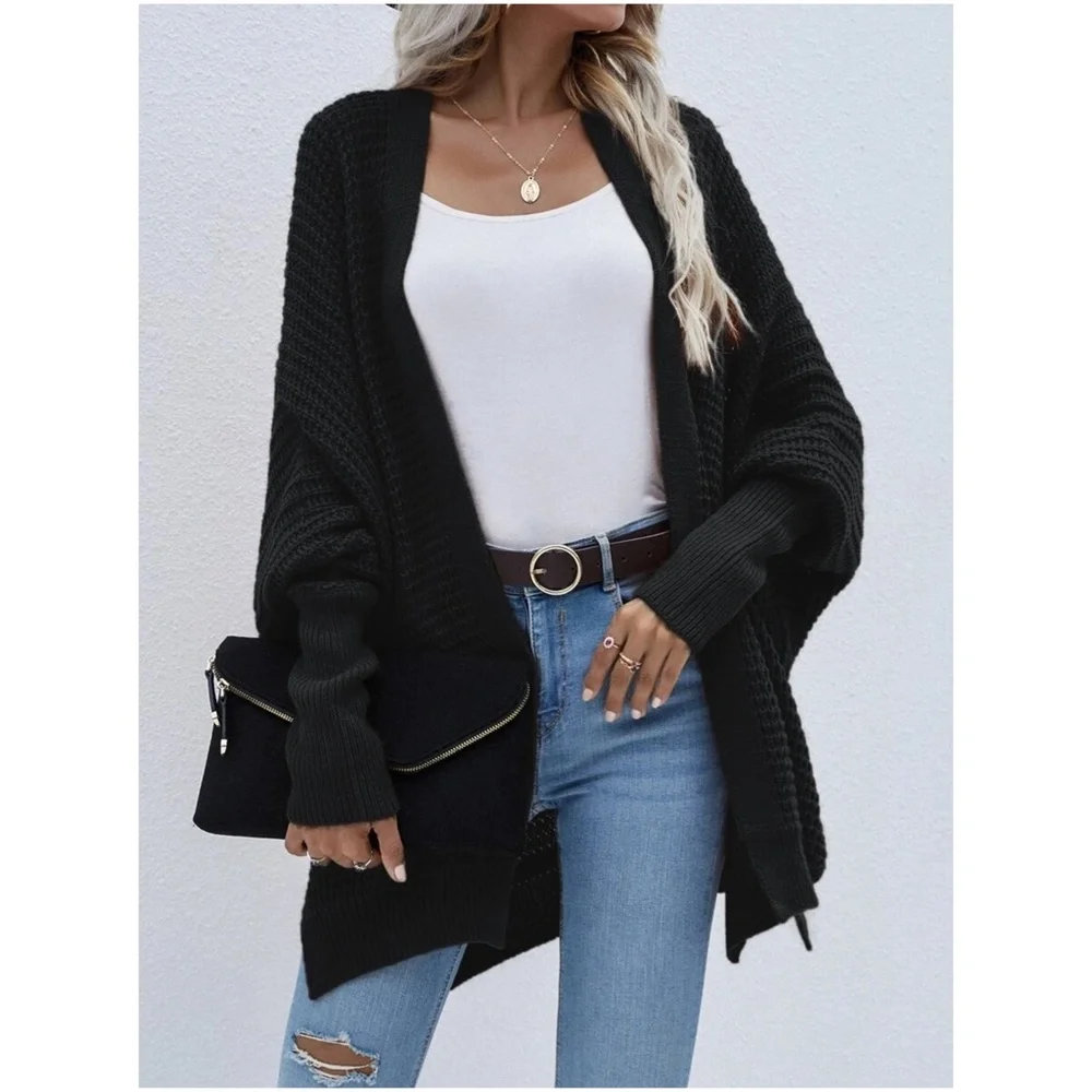 Cozy Batwing Sleeve Knit Open Front Cardigan - Picture 10 of 12